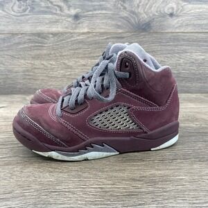 Jordan Air Jordan 5 Retro Kids Size 12C Burgundy Suede Mid Top FN4234-600